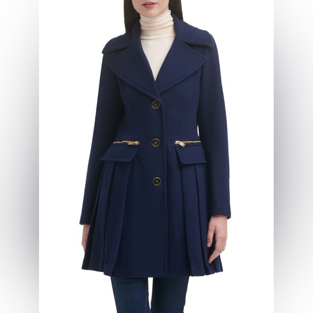 GUESS Wool Blend Pleated peacoat
